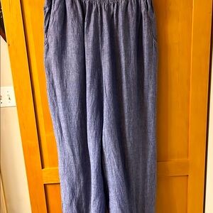 Women’s long linen “floods” made by Flax. Size M